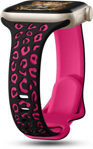 Miniatura 14 de CreateGreat Correas Delgadas con Grabado de Leopardo Compatibles con Apple Watch de 41mm 40mm 38mm 49mm 46mm 45mm 44mm 42mm para Mujeres, Correa