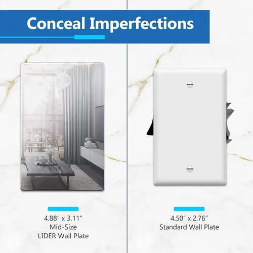 Miniatura 2 de LIDER Placa de pared en blanco, resistente a la temperatura y a los impactos, acrílico, reflectante, cubierta sin tornillos, actualización