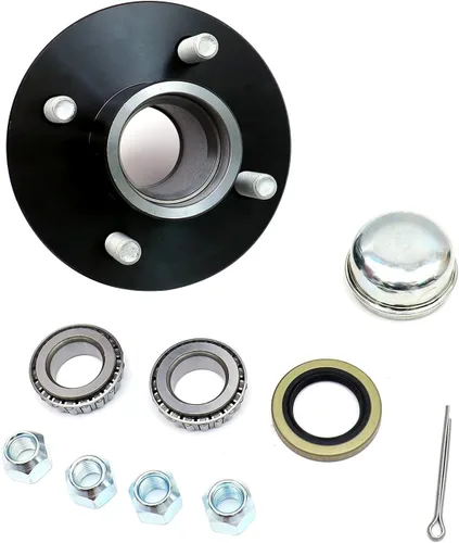 Miniatura 10 de Kit de cubo de remolque, 5 pernos en círculo de 4-1/2 pulgadas, para eje de 2,200 libras, incluye rodamientos de diámetro interior de 1-1/16