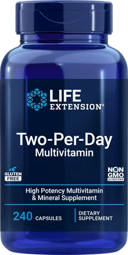 Miniatura 9 de Life Extension Suplemento multivitamínico y mineral de alta potencia de dos por día, vitaminas, minerales, extractos de plantas, quercetina, 5-MTHF