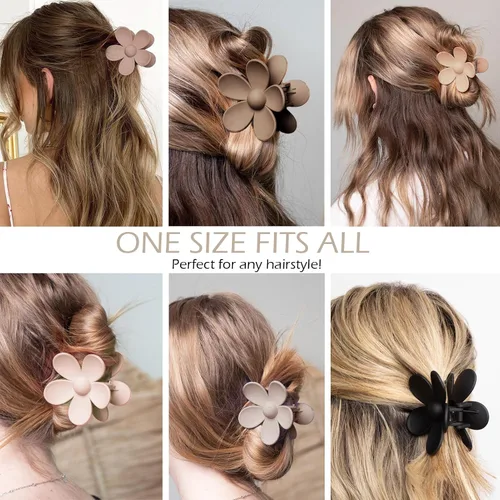 Miniatura 5 de 6 pinzas para el cabello de flores, pinzas de margarita, pinzas de garra grandes mate, pinzas de sujeción fuerte, accesorios para cabello grueso, 6