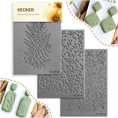 Keoker Hojas de textura de arcilla polimérica, alfombrilla de textura de arcilla para hacer aretes de joyería, herramientas de aretes de arcilla