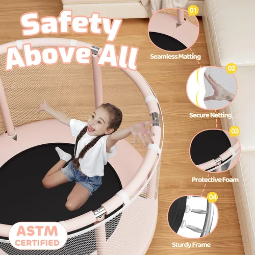 Miniatura 2 de ZCMHAXJ - Cama elástica de 55 pulgadas para niños, capacidad de 440 libras, cama elástica para niños pequeños, para interiores y exteriores, regalos