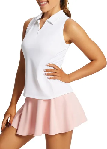 Miniatura 6 de baleaf - Camisetas de golf para mujer, sin mangas, polo de tenis con espalda cruzada, deportiva y de secado rápido