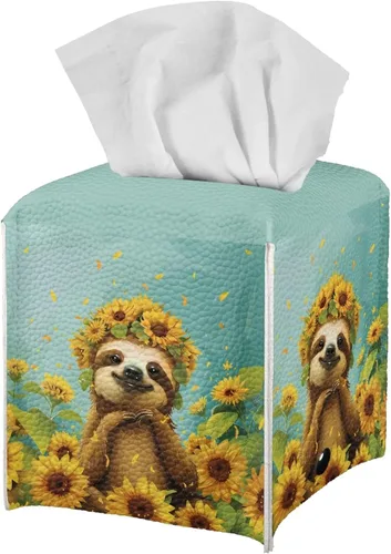Miniatura 34 de ZFRXIGN Caja de pañuelos de hongos estética, funda cuadrada de piel sintética, organizador con cinturón inferior para tocador, encimera, mesita