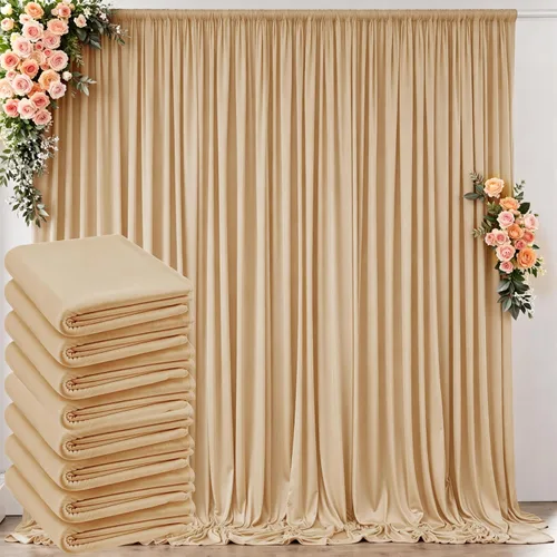 Miniatura 23 de Cortinas de telón de fondo blanco de 30 pies x 8 pies para fiestas de boda, 6 paneles de 5 pies x 8 pies, cortinas de fotografía de poliéster sin