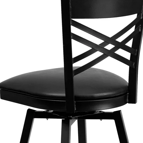 Miniatura 8 de Flash Furniture HERCULES Series Black ''X'' Taburete giratorio de metal – asiento de vinilo negro
