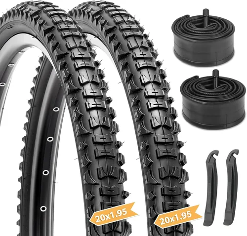 Hycline Juego de neumáticos para bicicleta de montaña: 2 unidades de 20/24/26x1.95 pulgadas de repuesto plegables de alta densidad para bicicletas y