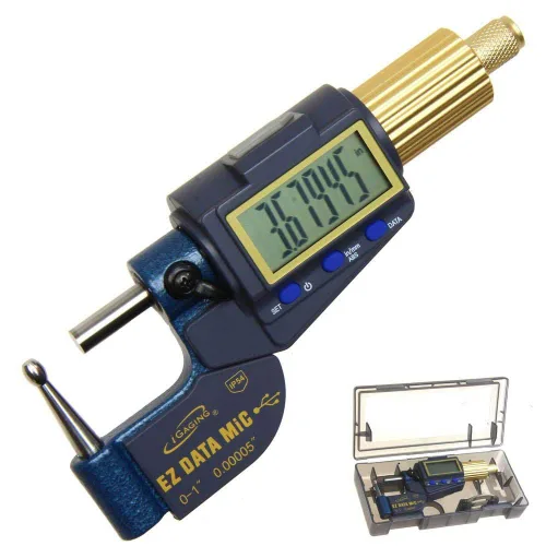 Miniatura 2 de iGaging Micrómetro digital 0-1"/0.00005" pantalla LCD electrónica extra grande pulgadas/datos de conversión métrica conexión disponible (0-1")