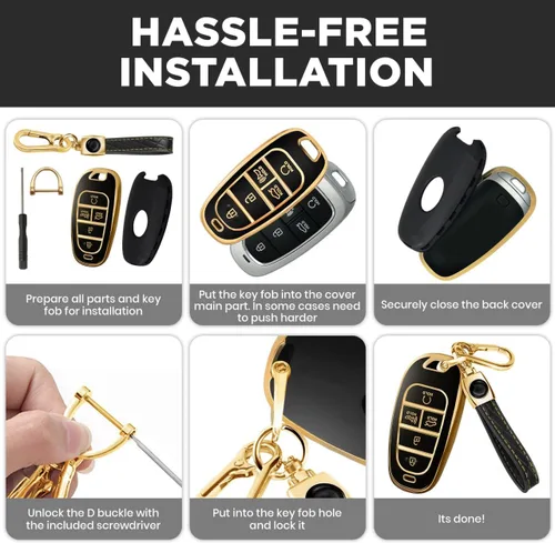 Miniatura 6 de Lucrum Compatible con funda para llavero Hyundai y llavero de cuero, funda para llavero para Santa Fe, Sonata, Tucson, Grandeur, Ioniq 5, Palisade