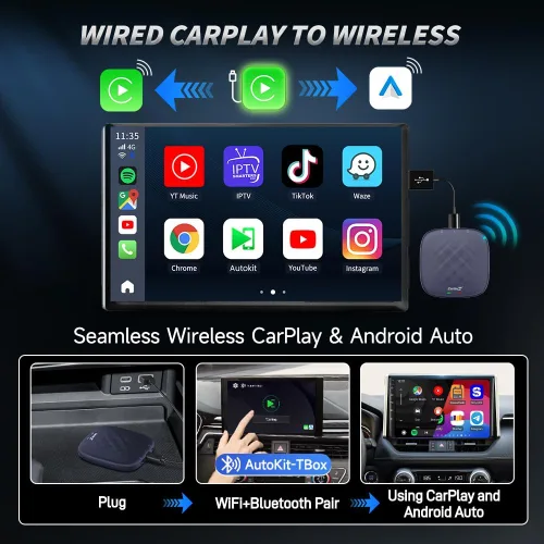 Miniatura 4 de CarlinKit CarPlay Ai Box Magic Box Android 13.0 Sistema inalámbrico CarPlay Adaptador Android Auto Soporte Netflix YouTube Google GPS+Glonass