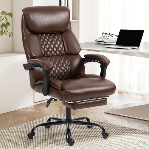 Miniatura 12 de Silla de oficina – Silla ergonómica de escritorio para computadora con respaldo alto con función mecedora y soporte lumbar, silla ejecutiva cómoda