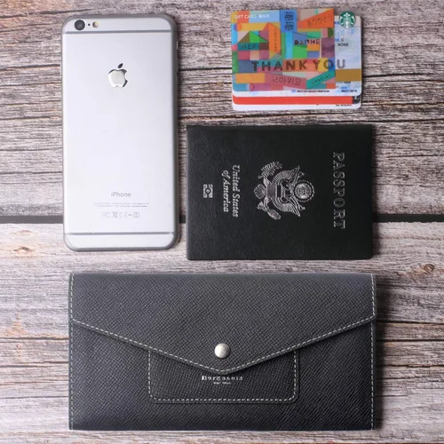 Miniatura 6 de Cartera de piel para mujer RFID con sobres ultrafinos