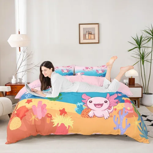 Miniatura 29 de Juego de funda de edredón para niños de dibujos animados, diseño de pingüinos de dibujos animados, lindo juego de ropa de cama de animales árticos