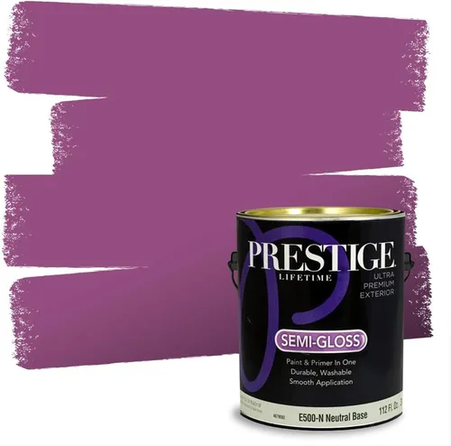 Miniatura 125 de PRESTIGE Pinturas de pintura interior e imprimación en uno, 1 galón, plano, combinación comparable de Sherwin Williams* Kimono Violet*