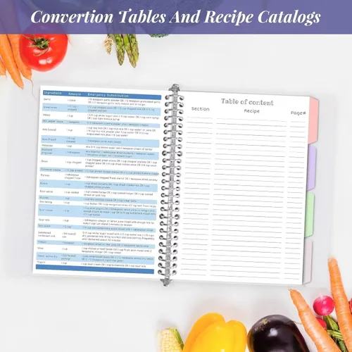 Miniatura 6 de Libro de recetas en blanco para escribir en tus propias recetas, carpeta de recetas familiares extraíble de tapa dura de 8.5 x 11 pulgadas con azul