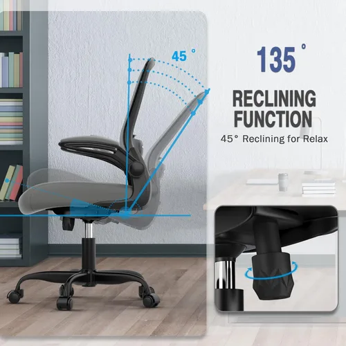 Miniatura 5 de Silla de oficina Mimoglad, silla de escritorio ergonómica con soporte lumbar ajustable, silla de computadora de malla de respaldo alto con Grafito