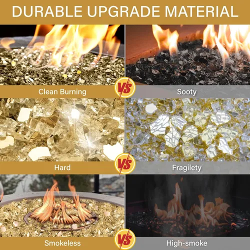 Miniatura 255 de NUPICK Vidrio de Fuego de 5 Libras, Vidrio Brillante para Fogata de 1/2 Pulgada, Roca de Vidrio Templado para Fogata para Propano o Gas Natural