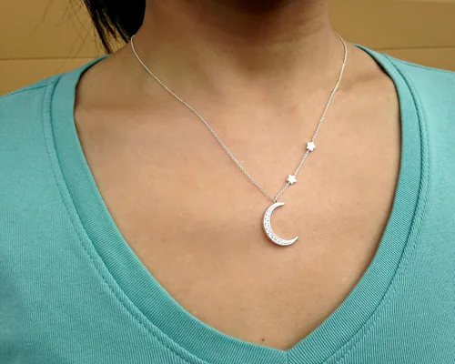 Miniatura 3 de EFYTAL Regalos de graduación inspiradores collar de plata de ley 925 con circonita cúbica creciente y luna y estrellas en tarjeta motivacional