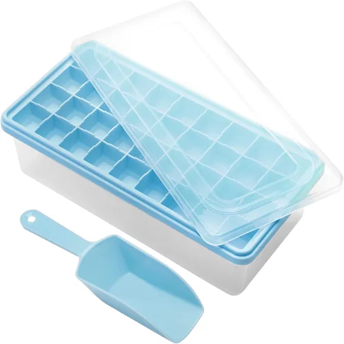 Bandeja de silicona para cubitos de hielo con tapa a prueba de fugas y contenedor de almacenamiento para congelador, 36 piezas sin BPA, cubierta Rojo