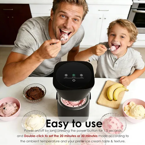 Miniatura 3 de KITOART Máquina para hacer helados, mini máquina eléctrica de alta calidad para helados, sorbetes y yogur congelado, funcionamiento de bajo ruido