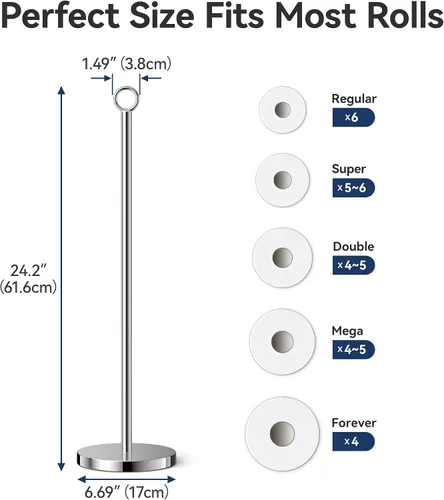 Miniatura 2 de Soporte para papel higiénico (con función de reserva), soporte de almacenamiento de rollos de repuesto independiente, acero inoxidable