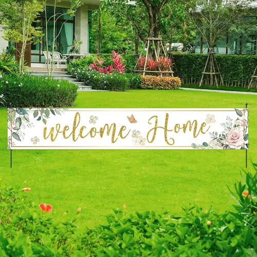 Miniatura 4 de Cartel de bienvenida a casa, cartel grande de reunión familiar de bienvenida, cartel de tela para el hogar, patio, porche, suministros de fiesta