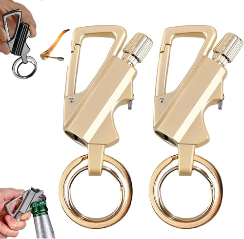Miniatura 6 de Encendedor infinito permanente, encendedor de llavero con abrebotellas multiherramienta, impermeable y reutilizable, resistente al viento para Negro