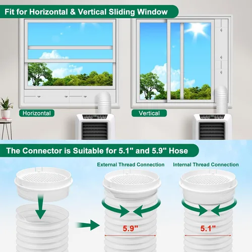 Miniatura 7 de Kit de ventana de aire acondicionado portátil mejorado con manguera de escape de 5.9 pulgadas, kit de ventilación de ventana de aire acondicionado