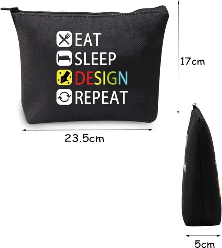 Miniatura 7 de MEIKIUP Regalo de diseñador Comer Dormir Diseño Repetir Maquillaje Bolsa Regalo para Diseñador de Interiores Diseñador Gr, Design Repeat Bag Negro
