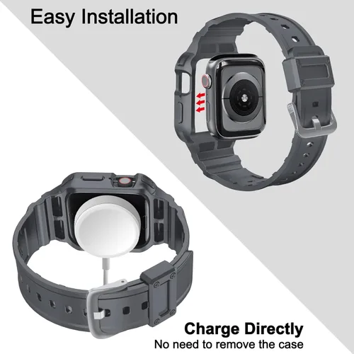 Miniatura 4 de [2 Pack] Correa con Funda Compatible para Apple Watch 45mm 44mm 42mm iWatch Series 8 7 SE 6 5 4 3 2 1 Correa, Correa Deportiva para Hombre Mujer