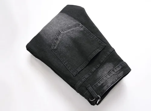 Miniatura 5 de Jeans elásticos ajustados para hombre, jeans ajustados rasgados para hombre, pierna recta, cómodos, cintura flexible, pantalones de mezclilla tipo