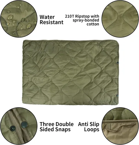 Miniatura 4 de LOOGU Manta Camuflaje Impermeable Aislante Forro de Poncho para Camping al Aire Libre, Senderismo, Caza, Supervivencia, Mochileros, Picnic Oliva