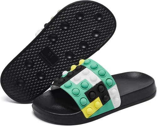 Miniatura 7 de Engtoy Sandalias para niños y niñas, unisex, ligeras, antideslizantes, puntera abierta, cómodas, para ducha, playa, divertidas sandalias