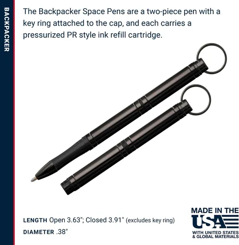 Miniatura 6 de Fisher Space Pen Backpacker Space Pen, bolígrafo, tinta negra, caja de regalo