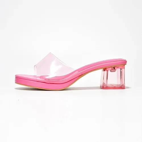 Miniatura 3 de Cape Robbin Anjelic - Sandalias transparentes de tacón bajo para mujer, con punta abierta redonda transparente
