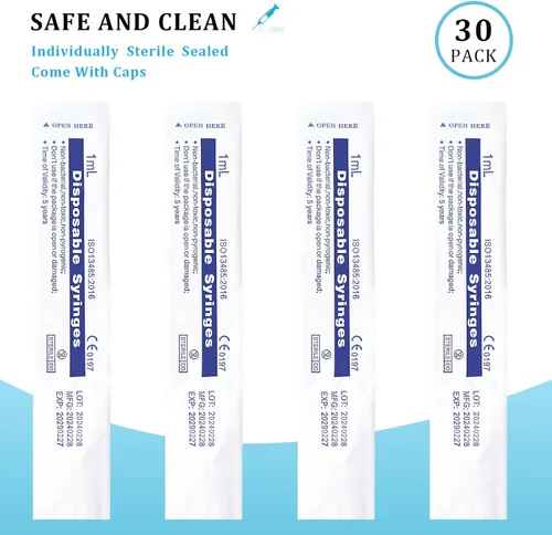 Miniatura 2 de Paquete de 30 jeringas de plástico de 0.0 fl oz con tapa, estéril y selladas individualmente para medir, regar, recargar, alimentar mascotas