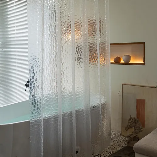 Miniatura 6 de Cortina de ducha corta transparente de 60 pulgadas de largo, forro de cortina de ducha corta de plástico EVA 7G, 60 pulgadas de largo para baño