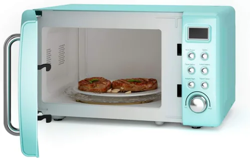 Miniatura 2 de Countert - Horno microondas retro, grande de 0.7 pies cúbicos, 700 vatios, encimera de acero laminado en frío con ajuste de tiempo, placa giratoria
