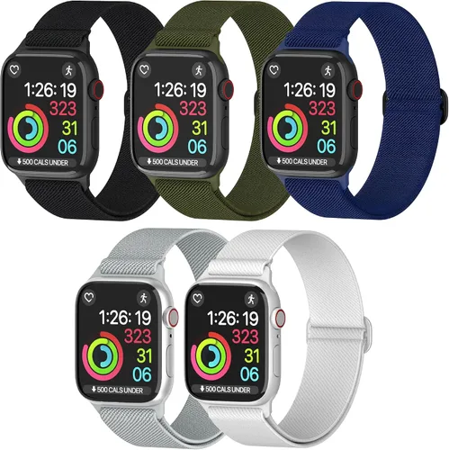 Miniatura 12 de Correas de nailon para Apple Watch unisex – iWatch 1/2/3/4/5/6/7/8/9/SE/Ultra 2 correas para 1.496 in/1.575 in/1.614 in/1.654 in/1.732 in/1.772