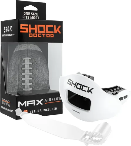 Miniatura 9 de Shock Doctor Protector Labial, Protector Bucal para Adultos y Jóvenes de Fútbol Americano con Correa, Boquilla de Fútbol Americano Transpirable