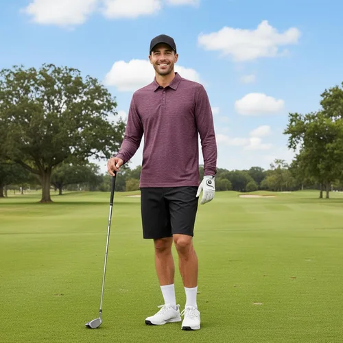 Miniatura 27 de NAVISKIN Camisas polo de manga larga para hombre, camisas de golf con cuello UPF 50 SPF para hombre, secado rápido, absorbe la humedad