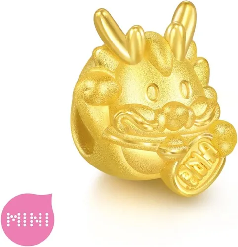 Miniatura 2 de CHOW SANG SANG 999 24K oro sólido mini encanto Maneki Usagi Dragon Charm pulsera para mujer 94301C, Metal