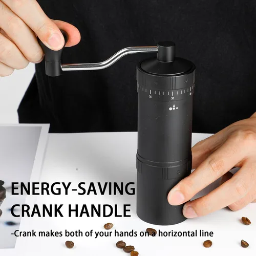 Miniatura 5 de Molinillo de café manual con rebaba cónica de acero inoxidable de 7 estrellas, molinillo de café portátil con ajuste de molienda ajustable externo