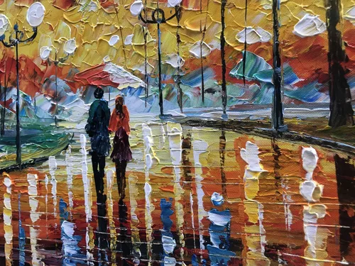 Miniatura 4 de Alenoss Pinturas Metálicas Abstractas 100% Hechas a Mano Lienzo Arte de Pared Textura Gruesa Única Superficie Áspera Pintura al Óleo Moderna 48x24