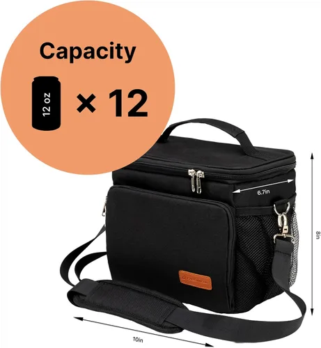Miniatura 2 de Carrywell Lonchera aislada (no fabricada en China) para hombres, lonchera para hombre, a prueba de fugas, plegable, enfriador de lados suaves