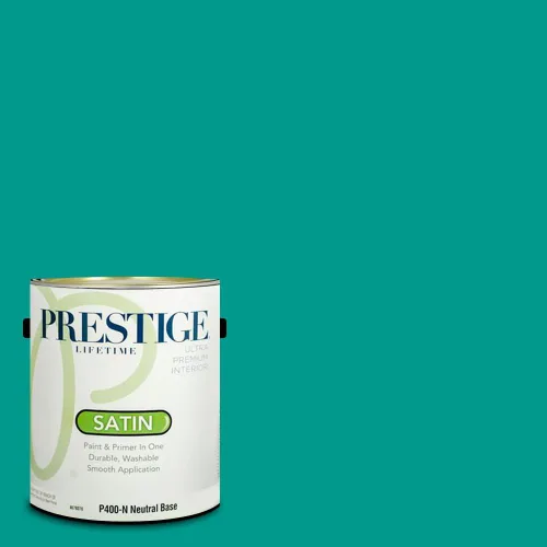 Miniatura 258 de Prestige Paints - Pintura exterior e imprimación en uno, 1 galón, plano, compatibilidad comparable con el color menta «Whipped Mint» de Behr