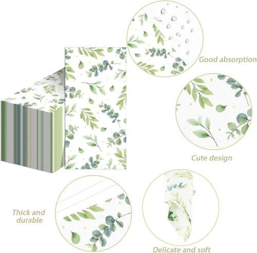 Miniatura 3 de 50 servilletas desechables de papel de eucalipto para invitados, toallas de papel suaves y absorbentes, para baño, cocina, fiestas, cenas o eventos