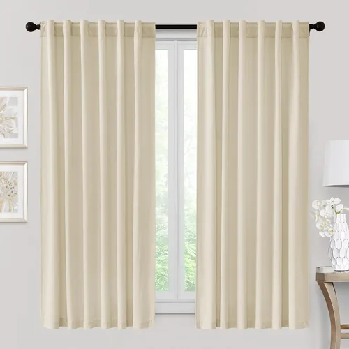 Miniatura 81 de RYB HOME - Cortinas de terciopelo beige, cortinas decorativas resistentes con pestaña trasera, cubierta de privacidad para oscurecer habitación
