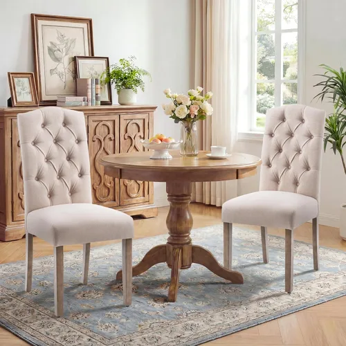 Juego de sillas de comedor Parsons tapizadas copetudas, decoración de comedor de tela, elegante y moderna, para cocina, sala de estar con botones y